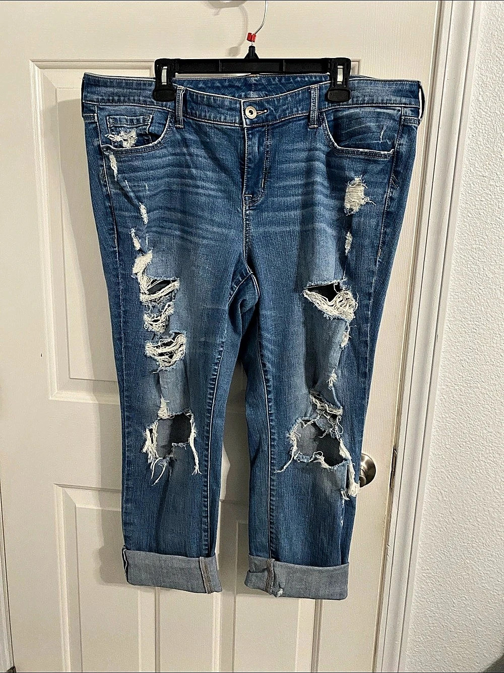 TORRID Crop Boyfriend Jean Distressed Blue Jeans